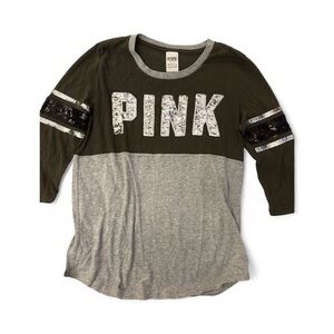 Pink Sequence quarter Sleeve Shirt - Olive and Gray
